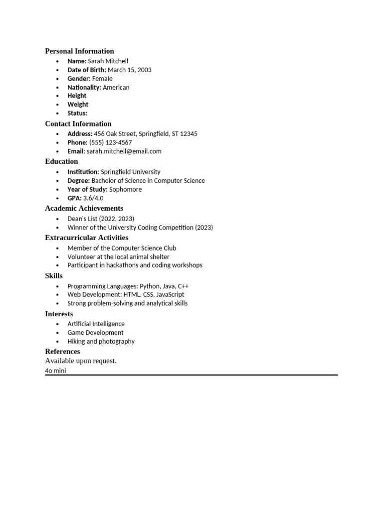 Sample Profile | PDF