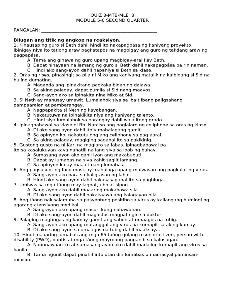 Quiz 3 MTB3 | PDF