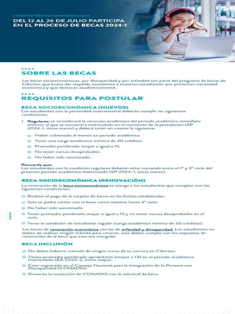 Requisitos para Postular a Becas Cibertec | PDF