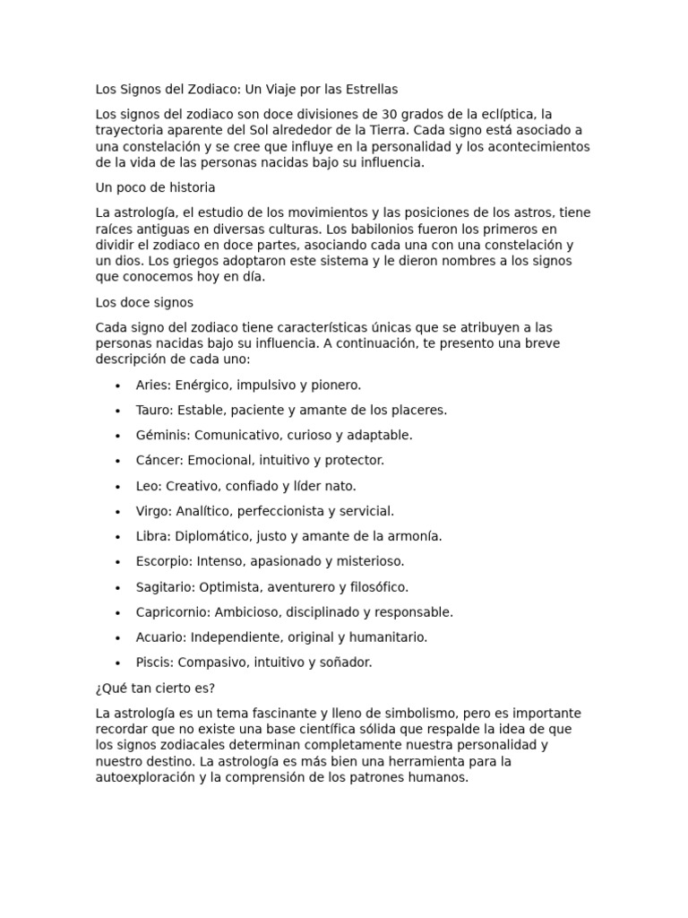 Descripción de los Signos del Zodiaco | PDF