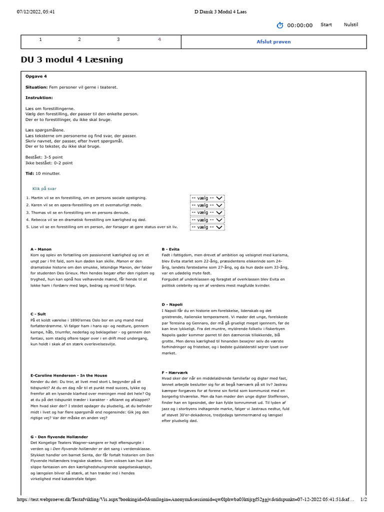 DU 3 Modul 4 Læsning: Opgave 4 Situation: Instruktion | PDF