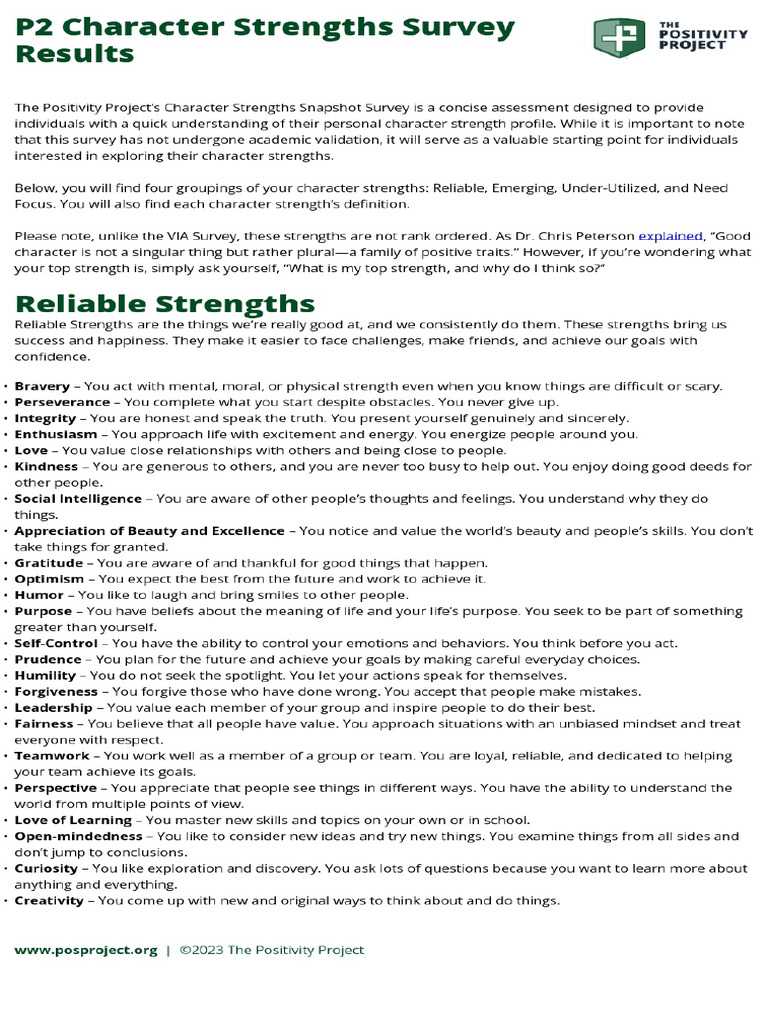 Character Survey Results | PDF