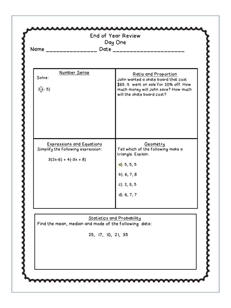 Grade 5 NJSLA Practice Review | PDF | Mean | Ratio