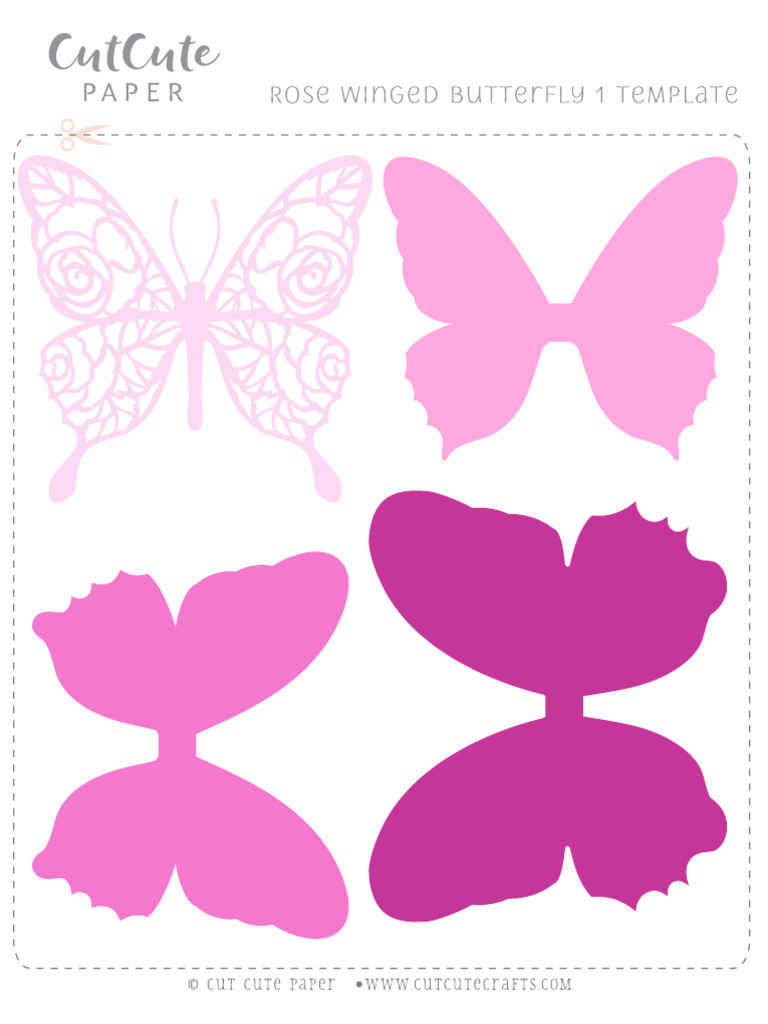 Template Rose Winged Butterfly 1 CutCutePaper | PDF