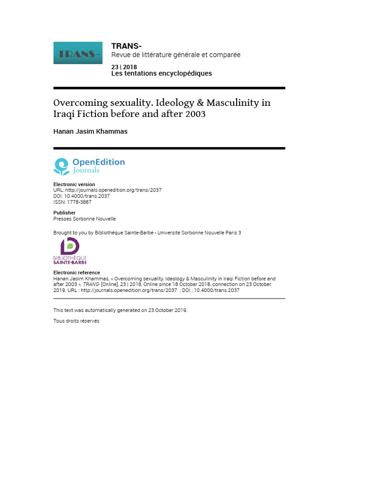 Overcoming Sexuality Ideology and Mascul | PDF | Masculinity | Rape