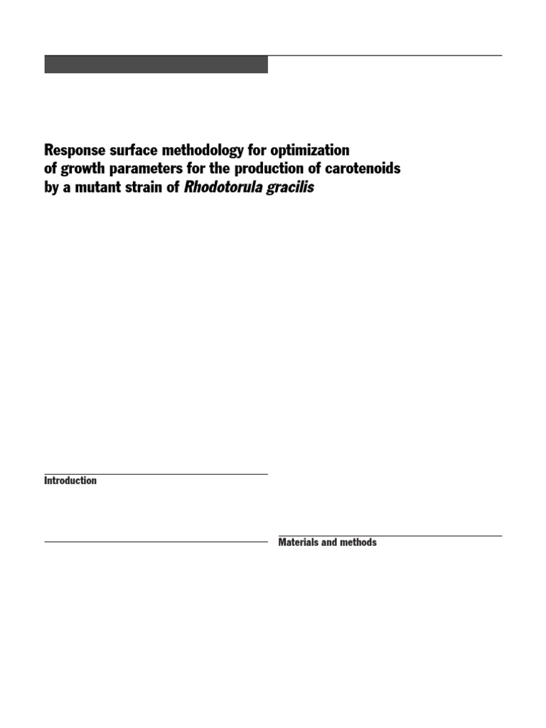 Response Surface Methodology For Optimization | PDF | Carotenoid ...