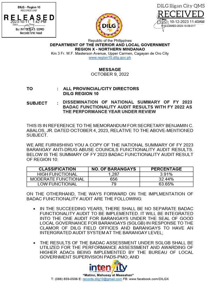 FY 2023 BADAC Functionality Audit Results | PDF