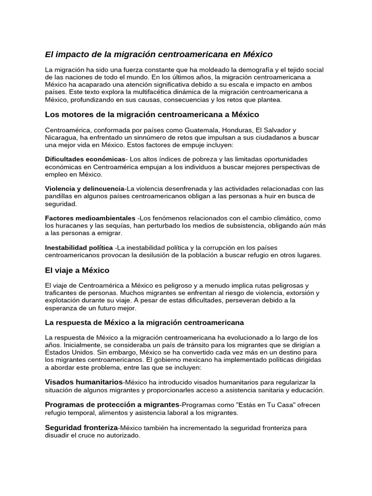 Impacto de la migración centroamericana en México | PDF | Migración ...
