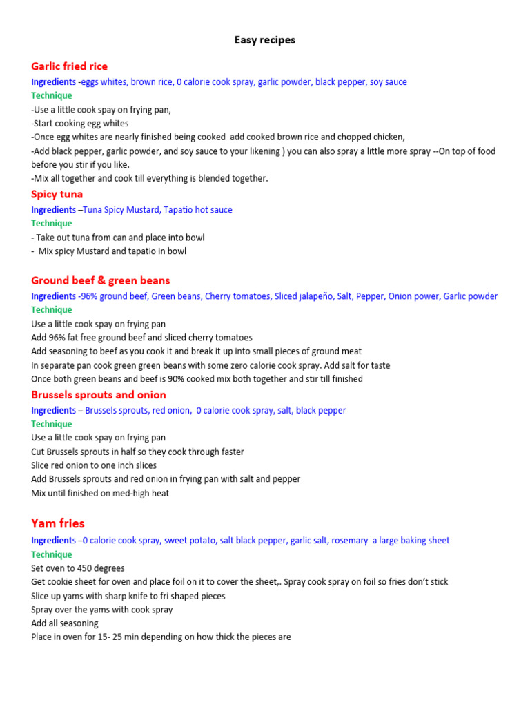 Quick Healthy Recipes for Every Meal | PDF | Teaspoon | Sauce