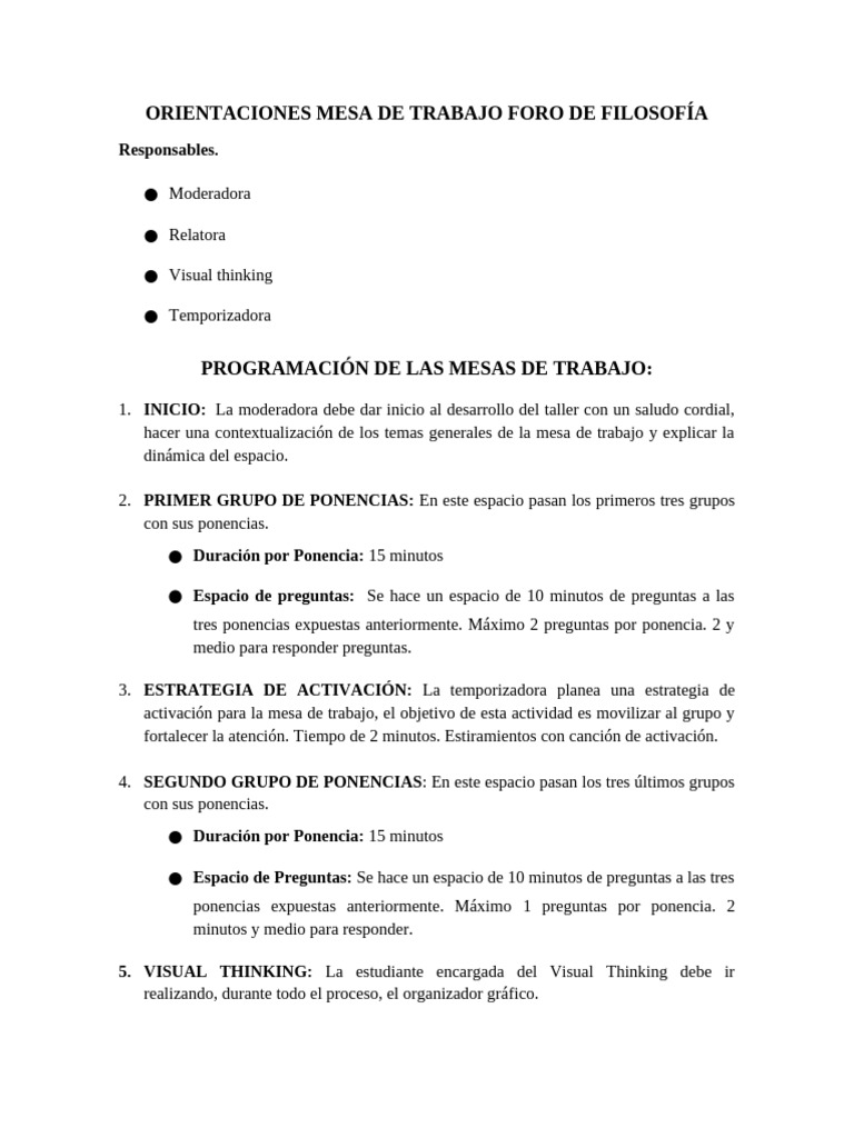 Guía para Mesas de Trabajo en Filosofía | PDF