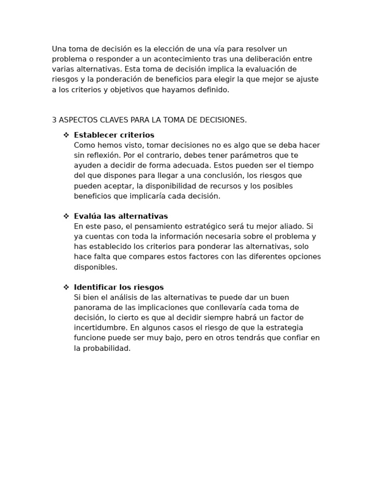 Claves para una Toma de Decisiones Efectiva | PDF