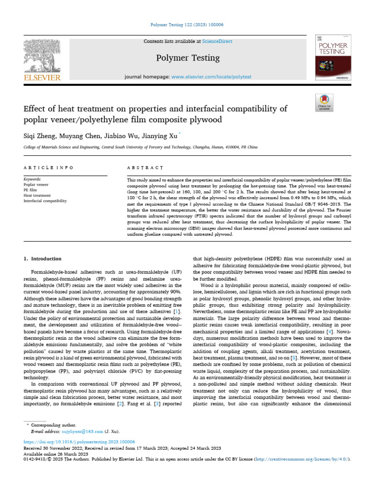 Effect of Heat Treatment On Properties and Interfacial Compatib - 2023 ...