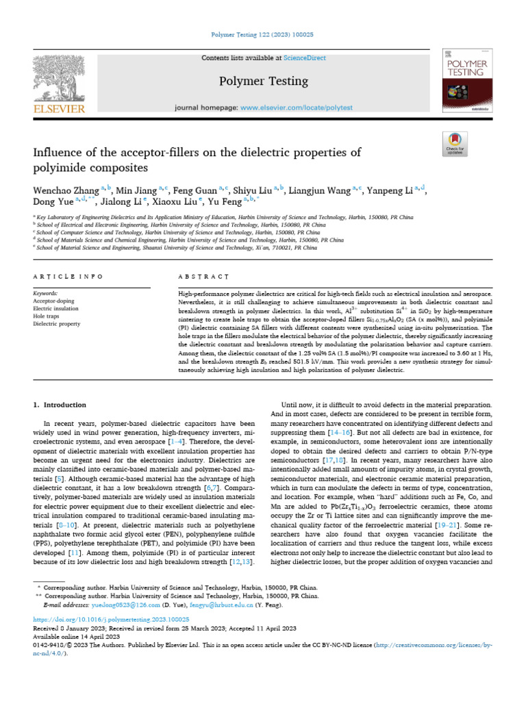 Dielectric Properties of Acceptor-Doped Polyimide | PDF | Electrical ...