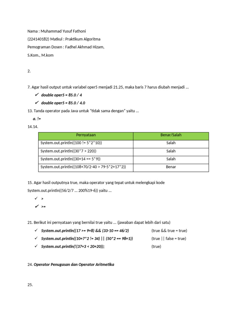 Praktikum Algoritma Pemrograman Java | PDF