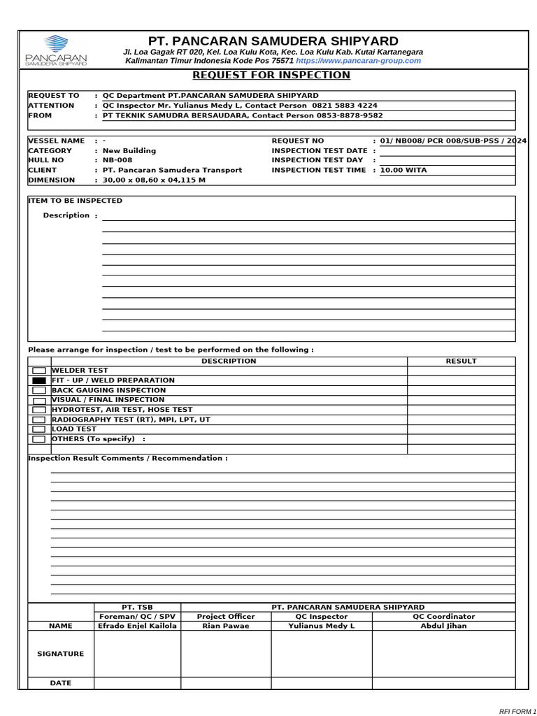 RFI NB-008 (Vendor) | PDF