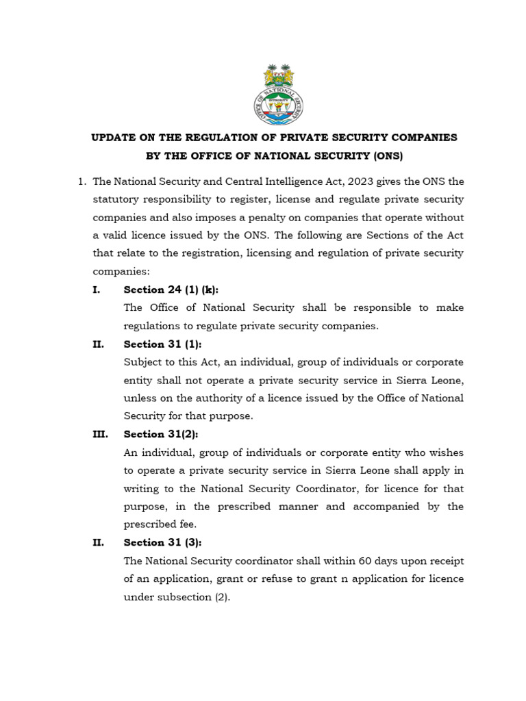 Regulation of Private Security Companies | PDF | License | Business Law