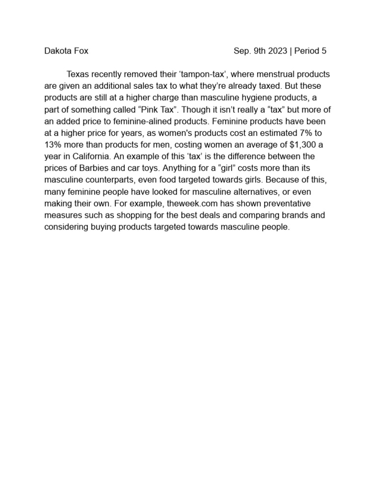 Current event pink tax 1 pdf