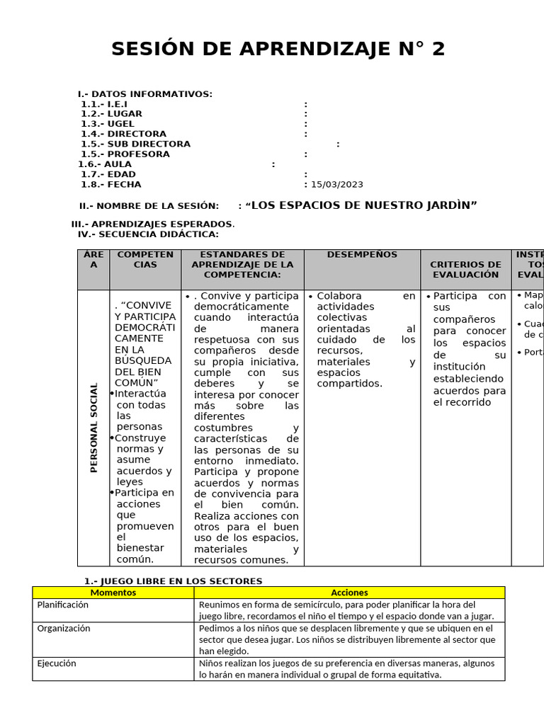 Espacios del Jardín: Aprendizaje Activo | PDF | Educación de la primera ...