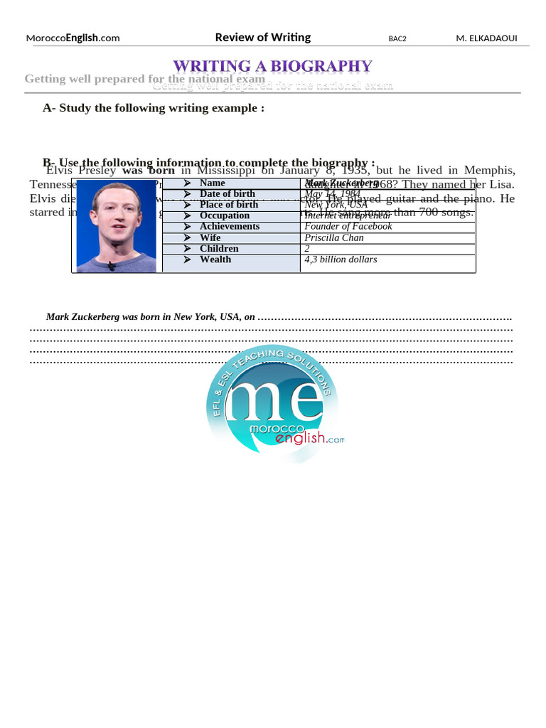 Biography Writing Example: Elvis Presley | PDF