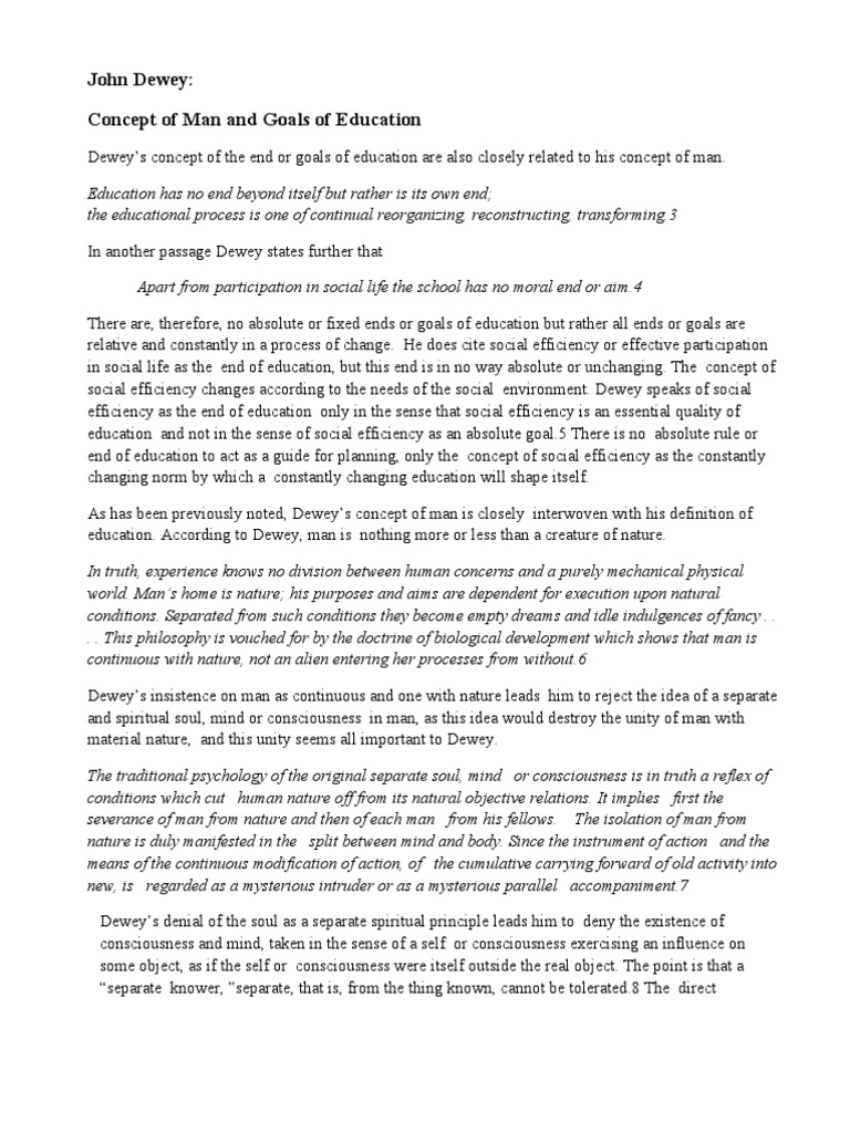 Dewey's Educational Philosophy Explained | PDF | Consciousness | John Dewey