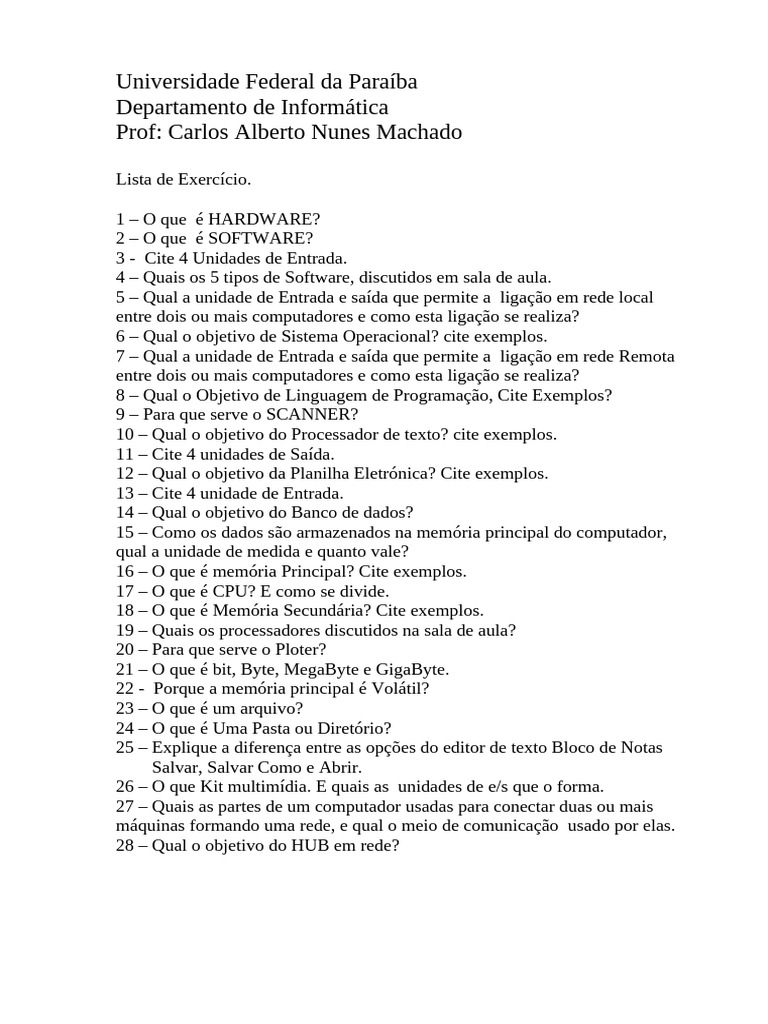 Lista de SoftwareEWardwaare | PDF