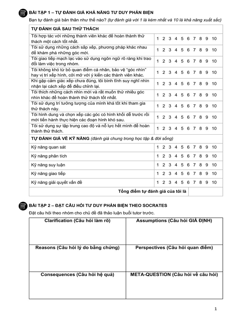 Worksheet Tutor 3 Critical Thinking | PDF