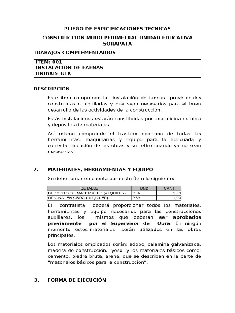 Especificacion Muro Perimetral | PDF | Cemento | Hormigón