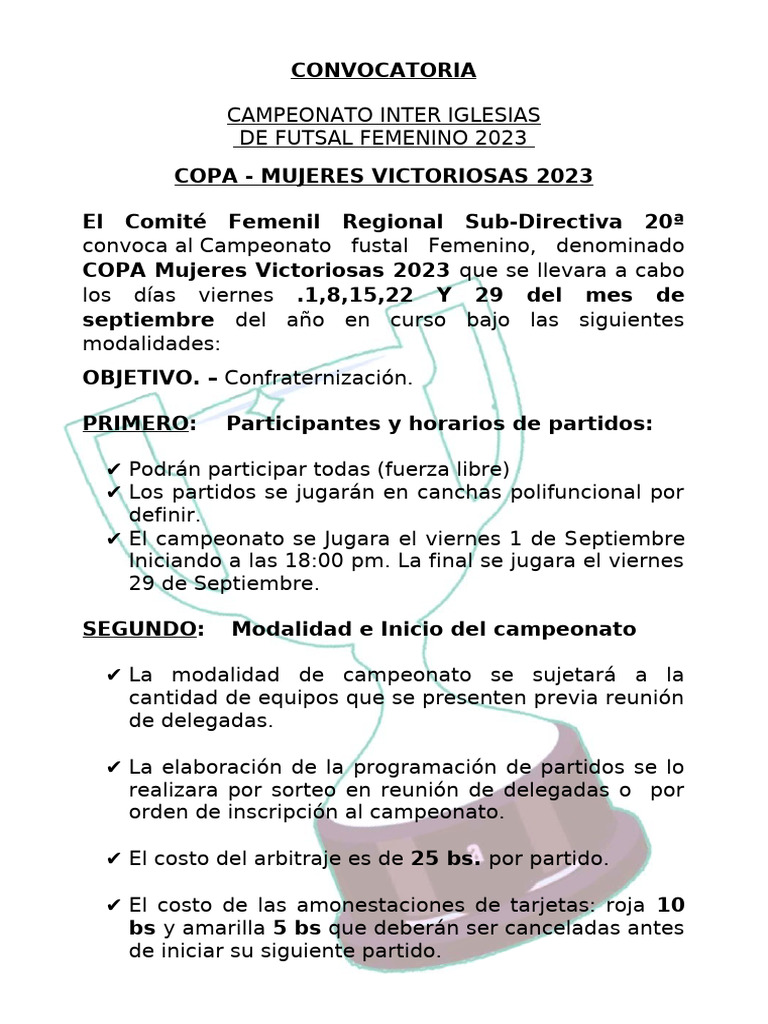 Campeonato Futsal Femenino 2023 | PDF | Asociación de Futbol | Deportes