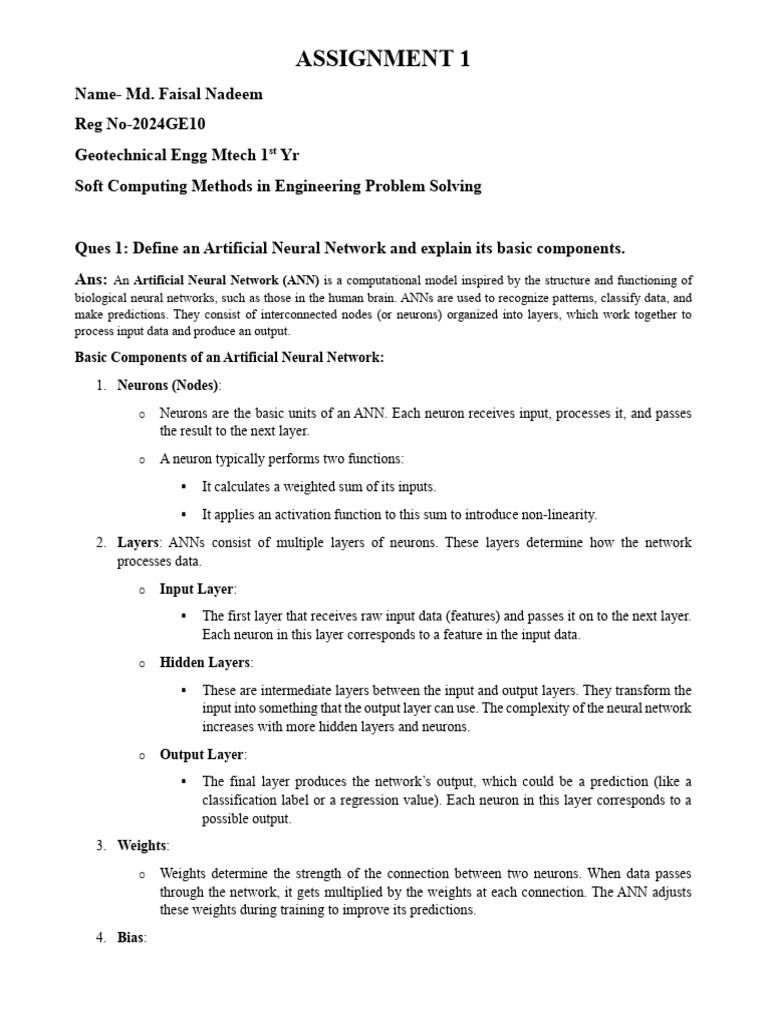 Md. Faisal 2024GE10 Assignment | PDF | Artificial Neural Network ...