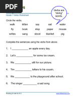 Grade 3 Verbs Worksheets | PDF | Verb | Subject (Grammar)