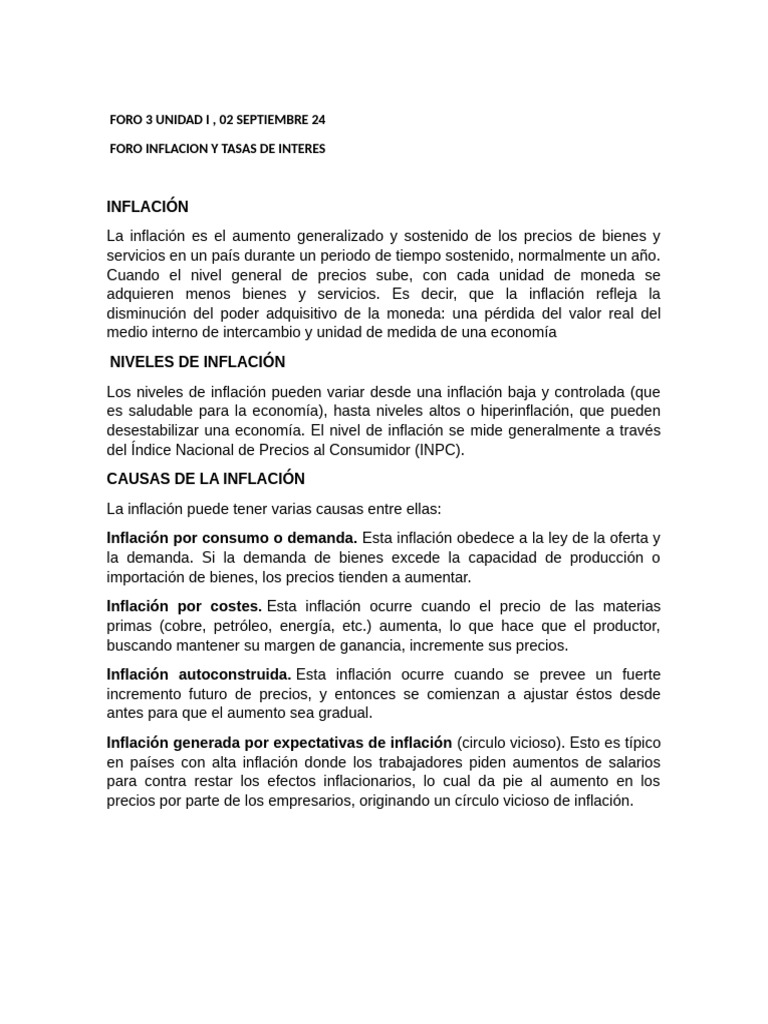 Inflación y Tasas de Interés: Claves Económicas | PDF | Inflación ...