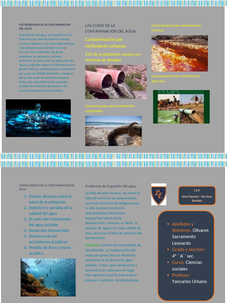 Contaminación del Agua en Huacho: Causas y Soluciones | PDF | Agua ...