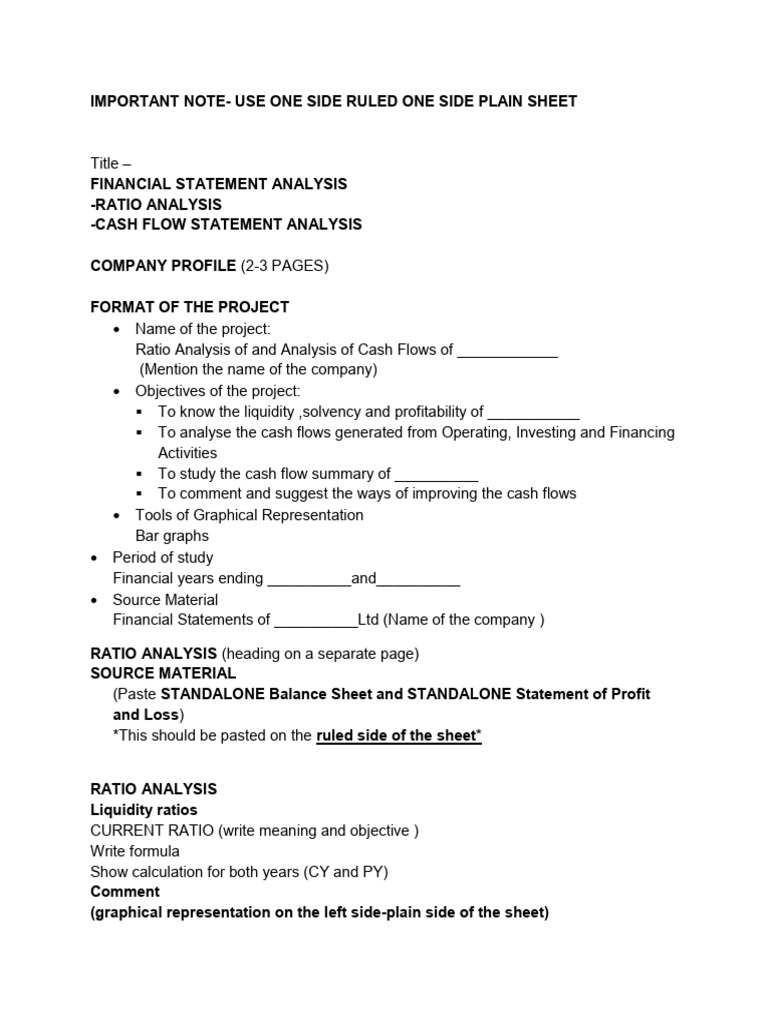 Ratio Analysis Project Guidelines | PDF | Financial Statement ...