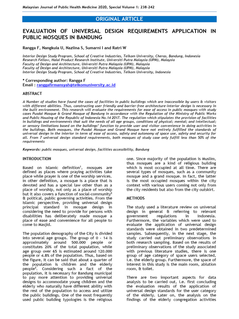 Evaluation of Universal Design Requirements Application in Public ...