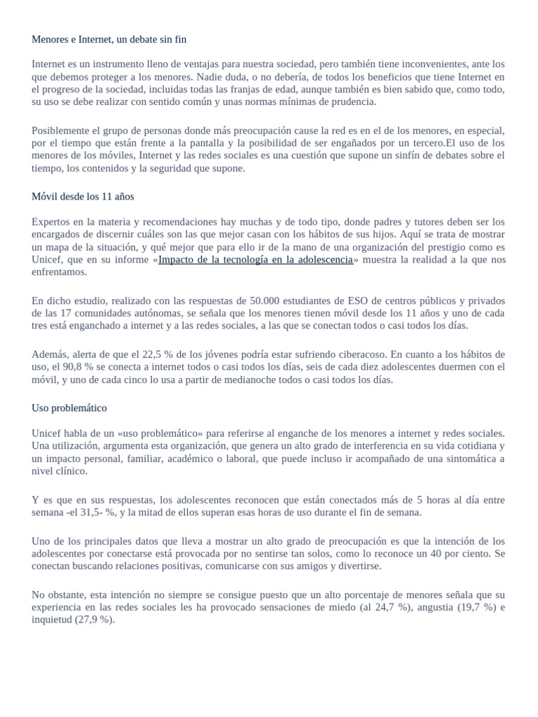 Debate Menores e Internet | PDF | Internet | Acoso cibernético