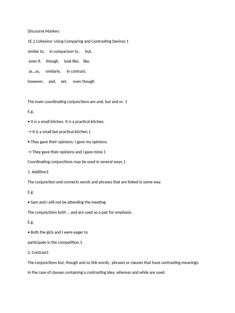 English Note On Discourse Markers | PDF | Language Mechanics | Grammar