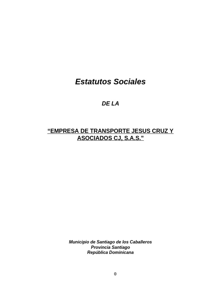 Estatutos de Empresa de Transporte CJ S.A.S. | PDF | República ...