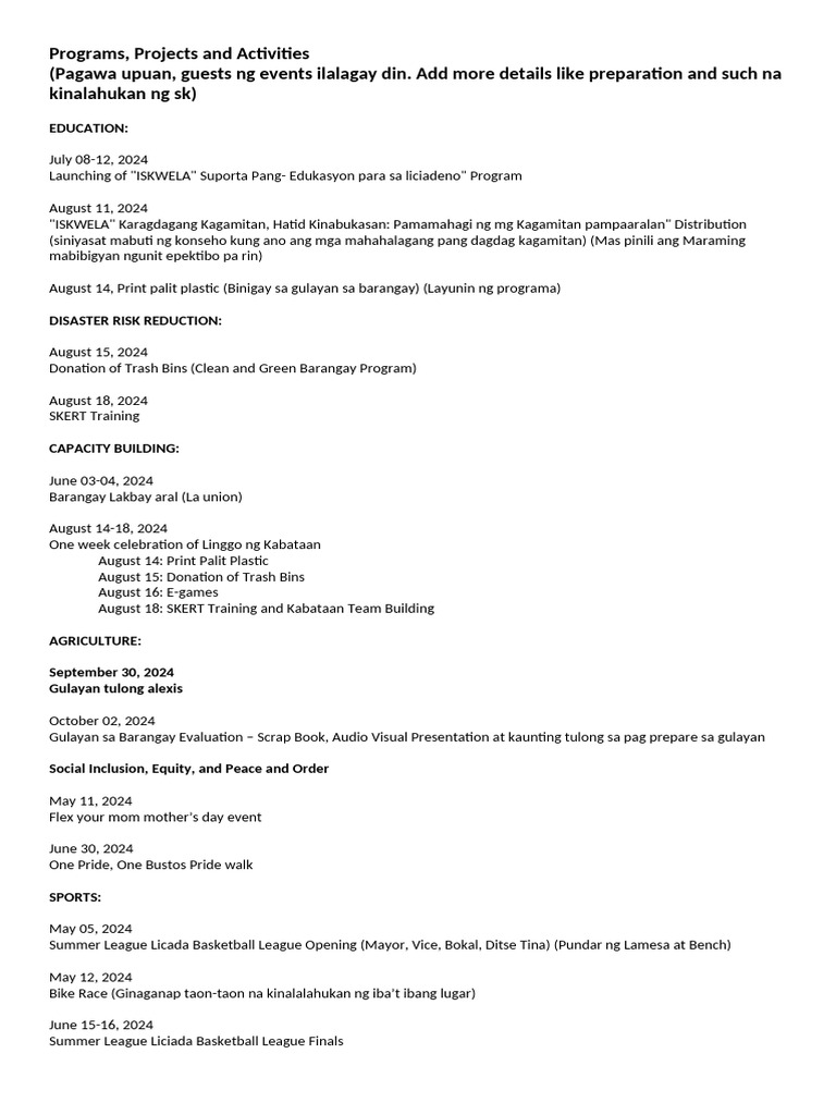 Barangay Assembly Report | PDF