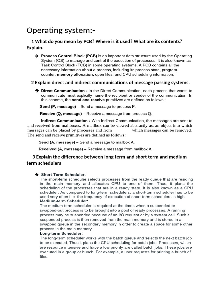 Os Exaam | PDF | Thread (Computing) | Process (Computing)