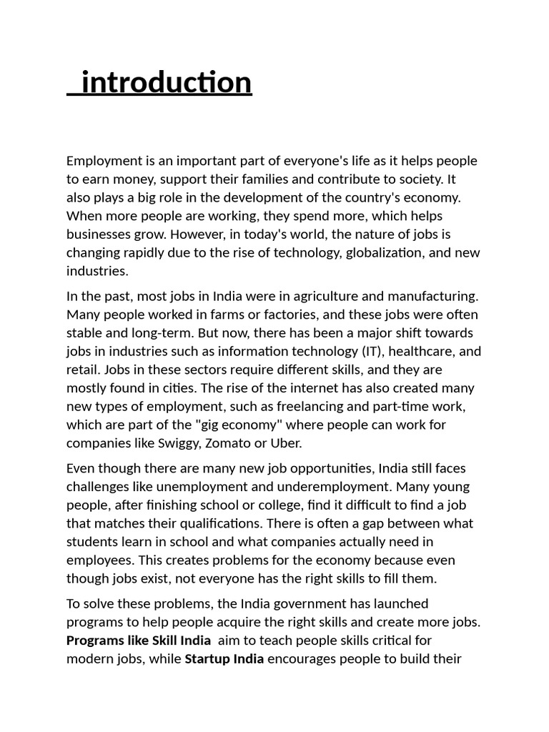 Programs like skill india startup india pdf employment agriculture