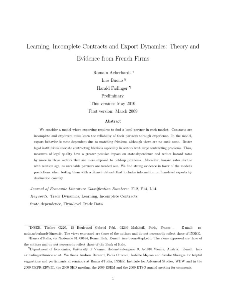 Incomplete Contracts Theory
