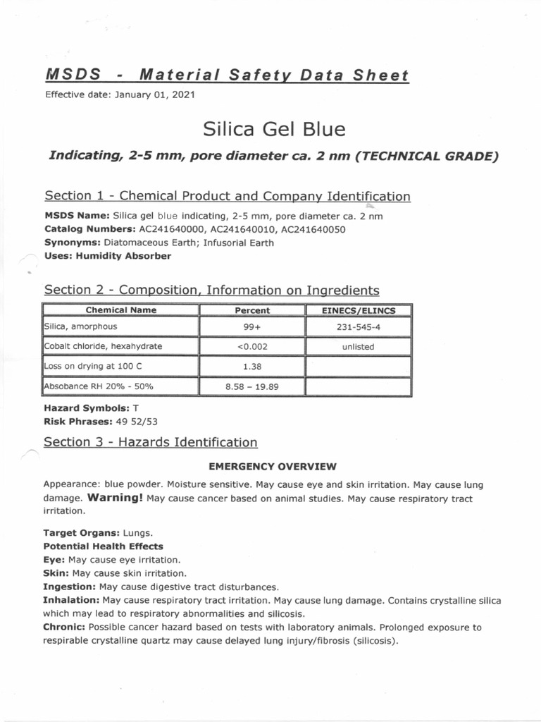 MSDS Silicagel Blue | PDF