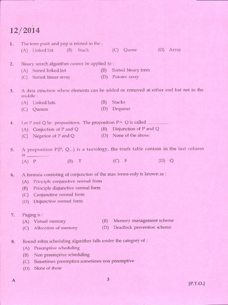 Computer Science Exam Questions | PDF | Teaching Methods & Materials ...