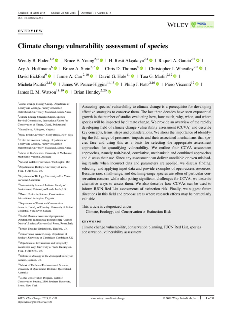 Climate Change Vulnerability Assessment | PDF | Climate Change ...