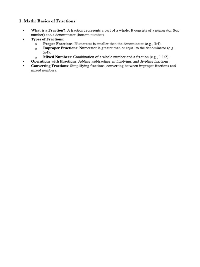 Math basics of fractions pdf