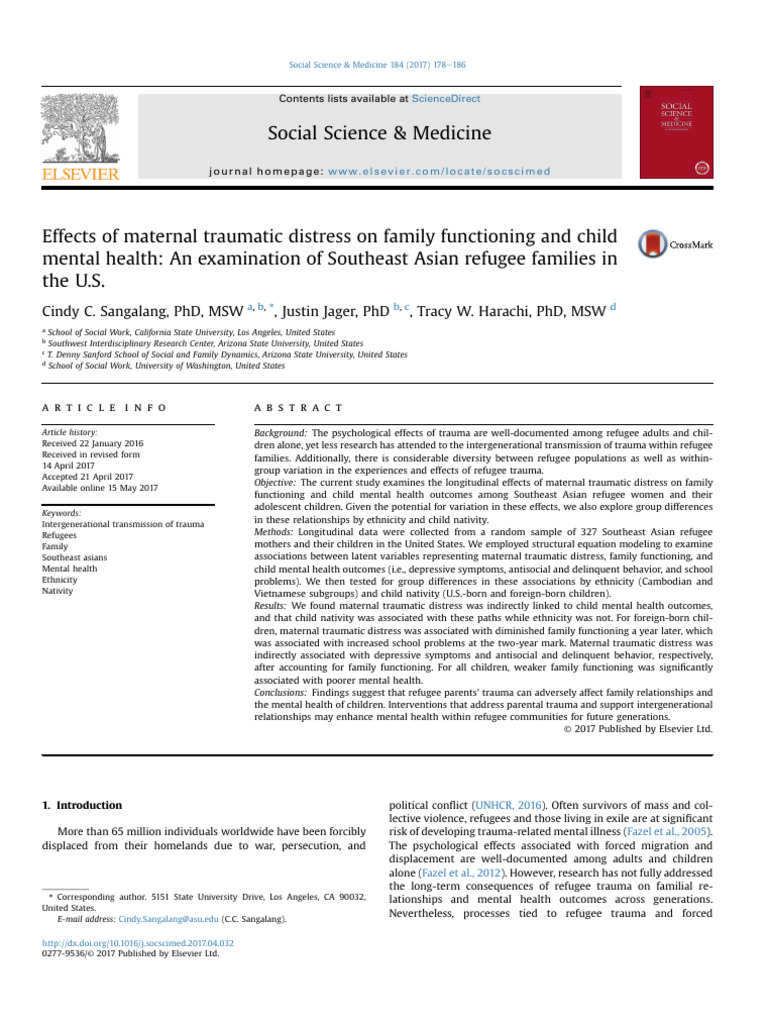 Maternal Distress - Child Mental Health | PDF | Psychological Trauma ...