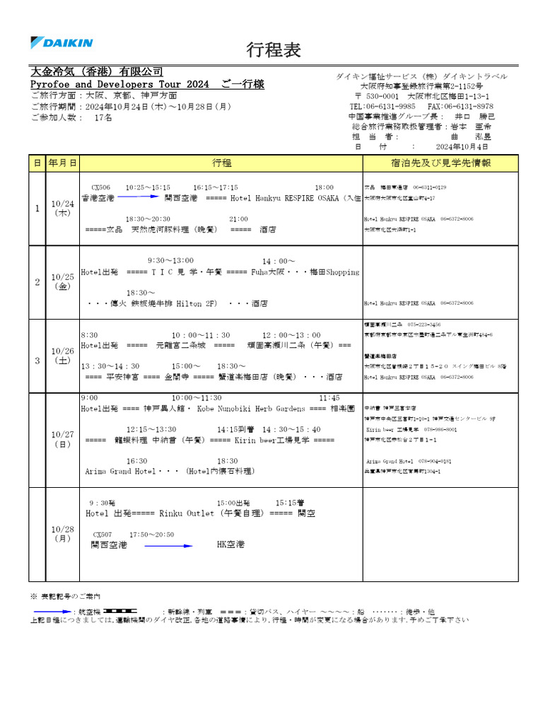 (行程表) DHKPyrofoe and Developers Tour | PDF