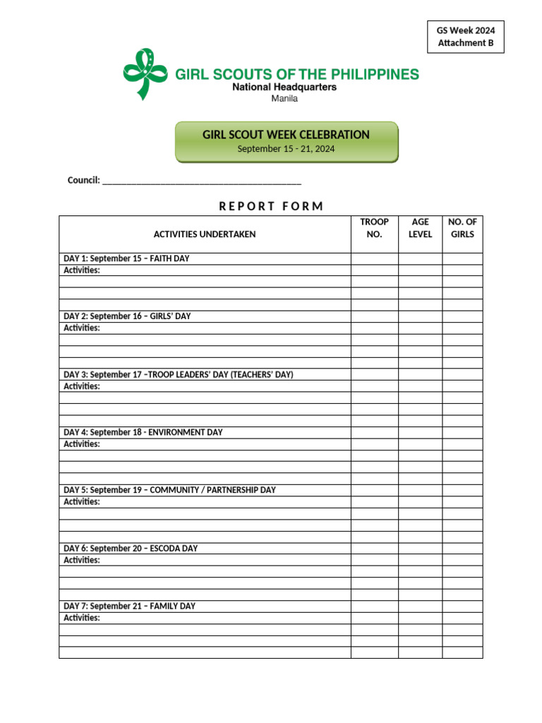 Girl Scout Week 2024 Activities Report | PDF