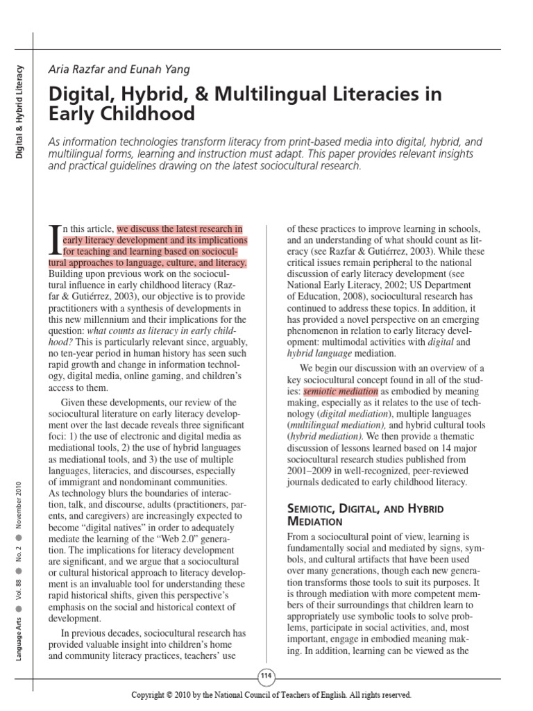 Digital Hybrid and Multilingual Literaci | PDF | Literacy | Multilingualism
