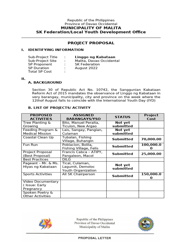 Linggo ng Kabataan Project Proposal | PDF